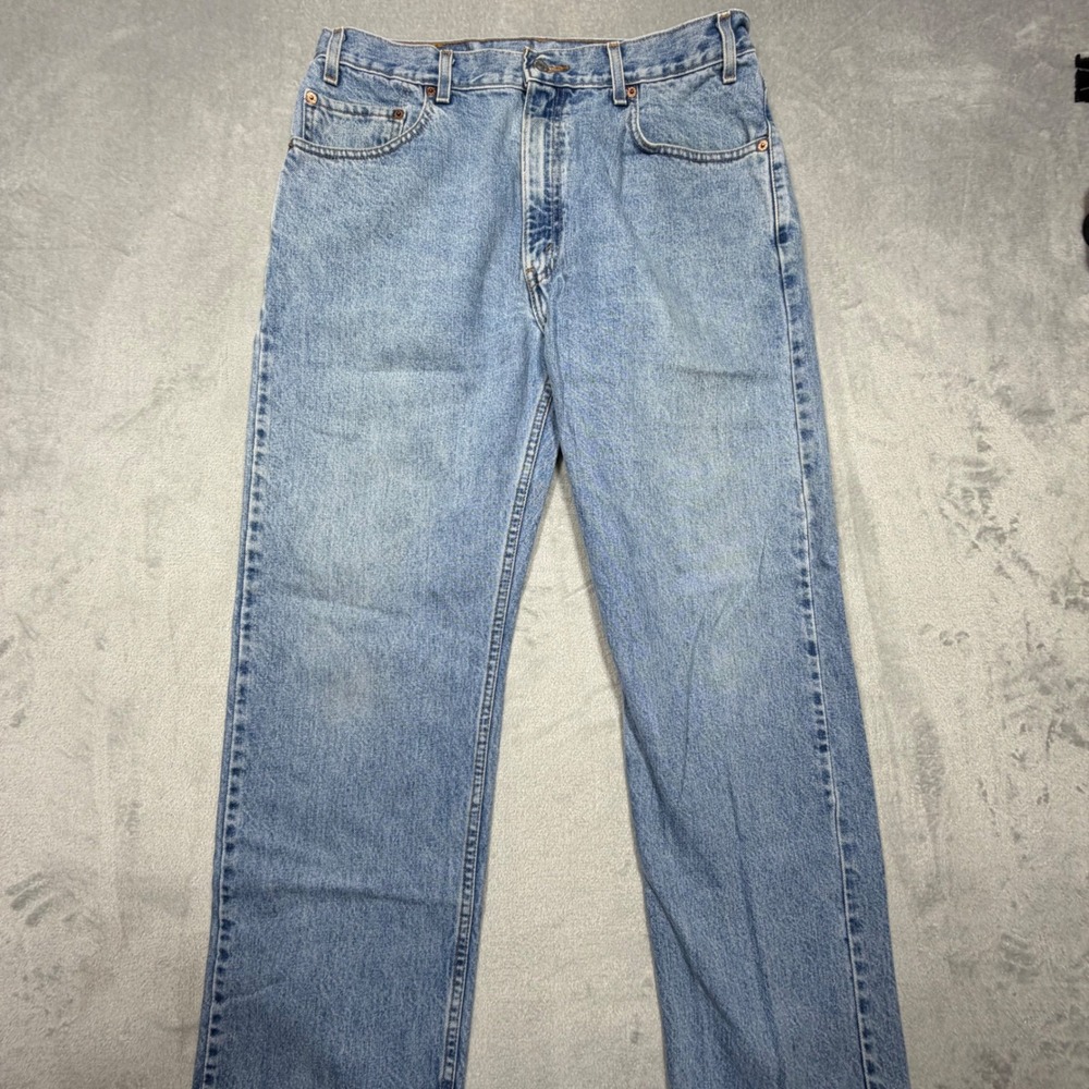 Vintage Levis 505 Regular Fit Straight Leg Jeans 34x30 Light Wash Blue Cotton